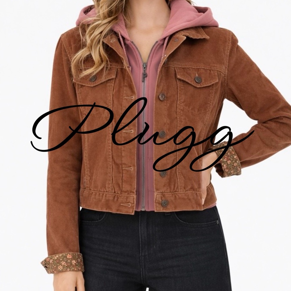 VINTAGE Corduroy Sweatshirt Hooded Jacket